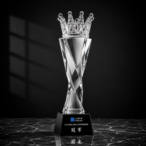 Crown Twist Crystal Trophy - custom crystal awards with your logo